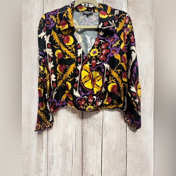 HAUTE HIPPIE ABSTRACT BOHO GYPSY BLOUSE SIZE M EUC - Picture 1 of 4